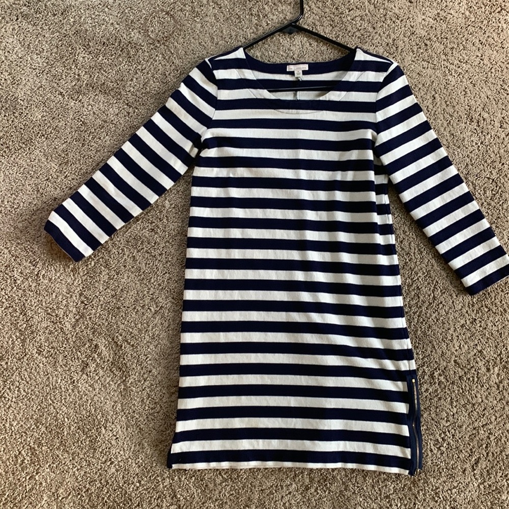 Navy blue striped long sleeved dress. Gap size xs.